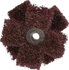 Merit Abrasives - 2" Diam Medium Density Cross Buff - 2 Plys, 1/4-20 Thread, Medium Grade, 12,000 Max RPM - Benchmark Tooling