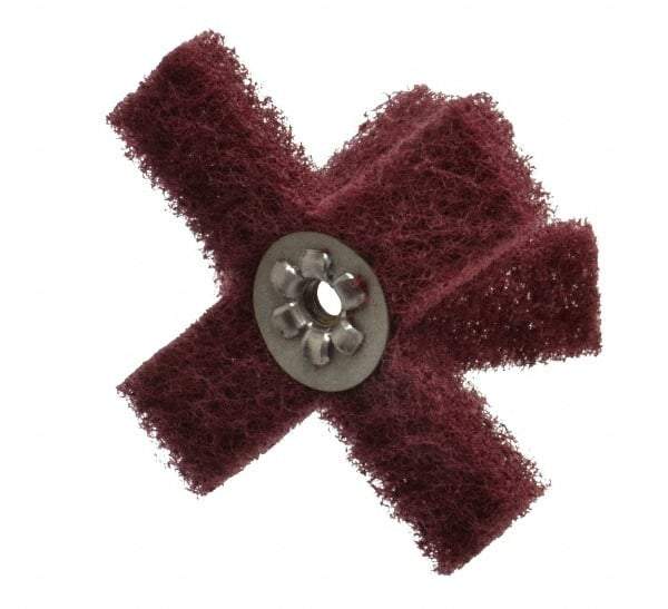 Merit Abrasives - 3" Diam Medium Density Cross Buff - 2 Plys, 1/4-20 Thread, Very Fine Grade, 8,000 Max RPM - Benchmark Tooling