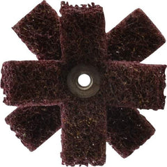 Merit Abrasives - 3" Diam Medium Density Cross Buff - 2 Plys, 1/4-20 Thread, Medium Grade, 8,000 Max RPM - Benchmark Tooling