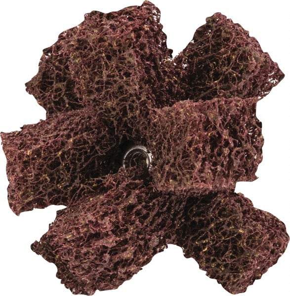 Merit Abrasives - 2" Diam Medium Density Cross Buff - 2 Plys, 8-32 Thread, Medium Grade, 12,000 Max RPM - Benchmark Tooling