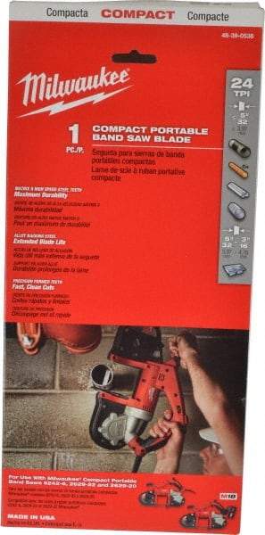 Milwaukee Tool - 2' 11-3/8" Long x 0.02" Thick, 24 Teeth per Inch, Portable Band Saw Blade - Bi-Metal Blade, High Speed Steel Teeth, Toothed Edge - Benchmark Tooling