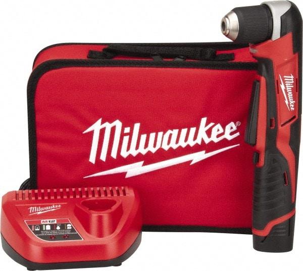 Milwaukee Tool - 12 Volt 3/8" Chuck Right Angle Handle Cordless Drill - 0-800 RPM, Keyless Chuck, Reversible, 1 Lithium-Ion Battery Included - Benchmark Tooling