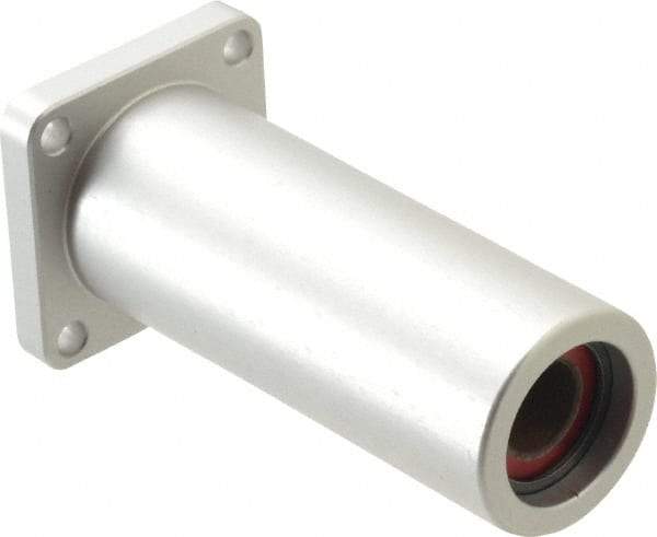 Pacific Bearing - 1/2" ID, 3-3/8" OAL x 1.63" OAH 4-Bolt Flange Mounted Bearing - 1,950 Lb Static Cap, 1-1/4" Btw Mnt Hole Ctrs, Aluminum - Benchmark Tooling