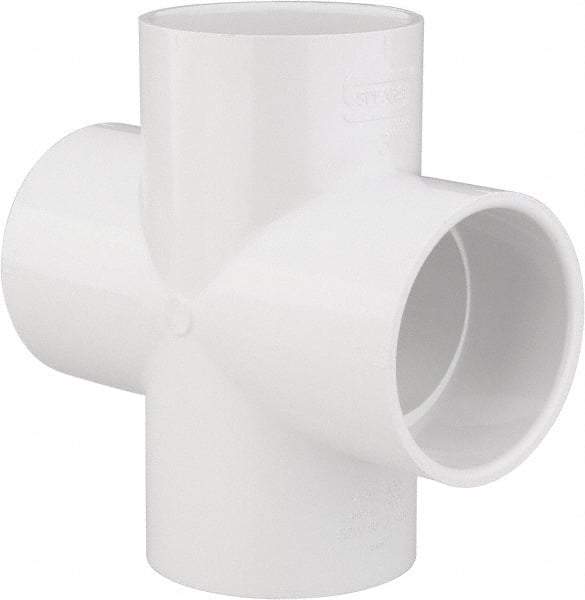 Value Collection - 3" PVC Plastic Pipe Cross - Schedule 40, All Slip End Connections - Benchmark Tooling