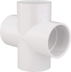 Value Collection - 3" PVC Plastic Pipe Cross - Schedule 40, All Slip End Connections - Benchmark Tooling