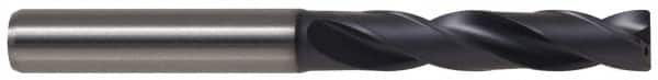 Kennametal - 3/4" 180° Spiral Flute Solid Carbide Screw Machine Drill Bit - TiAlN Finish, Right Hand Cut, 3-1/8" Flute Length, 5-1/8" OAL, Flat-Bottom Point, Straight Shank, Through Coolant - Benchmark Tooling
