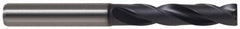 Kennametal - 3/4" 180° Spiral Flute Solid Carbide Screw Machine Drill Bit - TiAlN Finish, Right Hand Cut, 3-1/8" Flute Length, 5-1/8" OAL, Flat-Bottom Point, Straight Shank, Through Coolant - Benchmark Tooling
