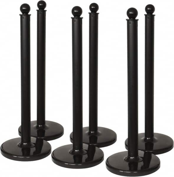 PRO-SAFE - 40" High, 2-1/2" Pole Diam, Warning Post - 14" Base Diam, Black Plastic Post - Benchmark Tooling