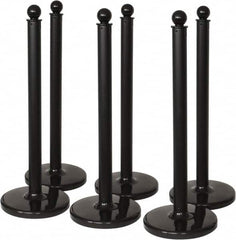 PRO-SAFE - 40" High, 2-1/2" Pole Diam, Warning Post - 14" Base Diam, Black Plastic Post - Benchmark Tooling
