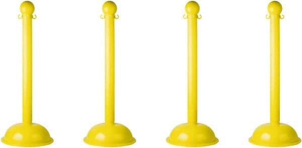 PRO-SAFE - 41" High, 3" Pole Diam, Warning Post - 16" Base Diam, Yellow Plastic Post - Benchmark Tooling