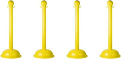 PRO-SAFE - 41" High, 3" Pole Diam, Warning Post - 16" Base Diam, Yellow Plastic Post - Benchmark Tooling
