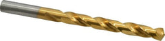 Hertel - 13/32" 135° High Speed Steel Jobber Drill - TiN Finish, Right Hand Cut, Spiral Flute, Straight Shank, 5-1/4" OAL, Split Point - Benchmark Tooling