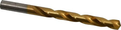 Hertel - 15/32" 135° High Speed Steel Jobber Drill - TiN Finish, Right Hand Cut, Spiral Flute, Straight Shank, 5-3/4" OAL, Split Point - Benchmark Tooling