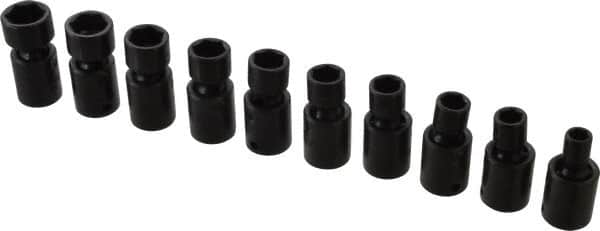 Proto - 10 Piece 3/8" Drive Standard Impact Socket Set - 6 Points, 8 to 17mm, Metric Measurement Standard - Benchmark Tooling