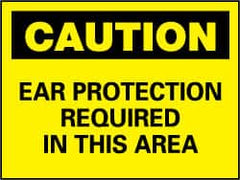 NMC - "Caution - Ear Protection Required in This Area", 7" Long x 10" Wide, Rigid Plastic Safety Sign - Rectangle, 0.05" Thick, Use for Accident Prevention - Benchmark Tooling