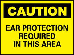 NMC - "Caution - Ear Protection Required in This Area", 10" Long x 14" Wide, Fiberglass Safety Sign - Rectangle, 0.095" Thick, Use for Accident Prevention - Benchmark Tooling