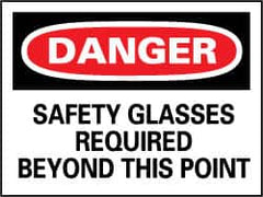 NMC - "Danger - Safety Glasses Must Be Worn While Operating This Machine", 7" Long x 10" Wide, Pressure-Sensitive Vinyl Safety Sign - Rectangle, 0.004" Thick, Use for Accident Prevention - Benchmark Tooling
