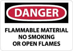 NMC - "Danger - Flammable Material - No Smoking or Open Flames", 7" Long x 10" Wide, Rigid Plastic Safety Sign - Rectangle, 0.05" Thick, Use for Accident Prevention - Benchmark Tooling