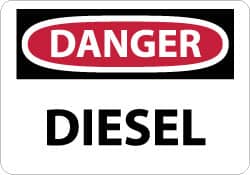 NMC - "Danger - Diesel", 7" Long x 10" Wide, Rigid Plastic Safety Sign - Rectangle, 0.05" Thick, Use for Hazardous Materials - Benchmark Tooling