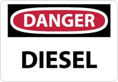 NMC - "Danger - Diesel", 7" Long x 10" Wide, Rigid Plastic Safety Sign - Rectangle, 0.05" Thick, Use for Hazardous Materials - Benchmark Tooling