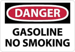 NMC - "Danger - Gasoline - No Smoking", 7" Long x 10" Wide, Pressure-Sensitive Vinyl Safety Sign - Rectangle, 0.004" Thick, Use for Accident Prevention - Benchmark Tooling