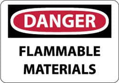 NMC - "Danger - Flammable Materials", 7" Long x 10" Wide, Rigid Plastic Safety Sign - Rectangle, 0.05" Thick, Use for Hazardous Materials - Benchmark Tooling