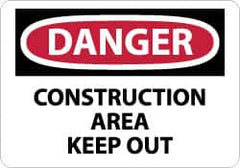 NMC - "Danger - Construction Area - Keep Out", 10" Long x 14" Wide, Rigid Plastic Safety Sign - Rectangle, 0.05" Thick, Use for Security & Admittance - Benchmark Tooling