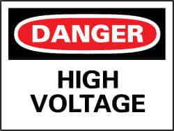 NMC - "Danger - High Voltage", 14" Long x 20" Wide, Aluminum Safety Sign - Rectangle, 0.04" Thick, Use for Accident Prevention - Benchmark Tooling