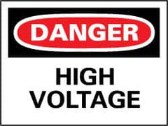 NMC - "Danger - High Voltage", 14" Long x 20" Wide, Aluminum Safety Sign - Rectangle, 0.04" Thick, Use for Accident Prevention - Benchmark Tooling