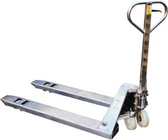 Vestil - 5,500 Lb Capacity, 7-3/4" Lift Stainless Steel Pallet Truck - 2-7/8" Min Lift Height, 48" Fork Length x 27" Fork Width, 27" Overall Width - Benchmark Tooling