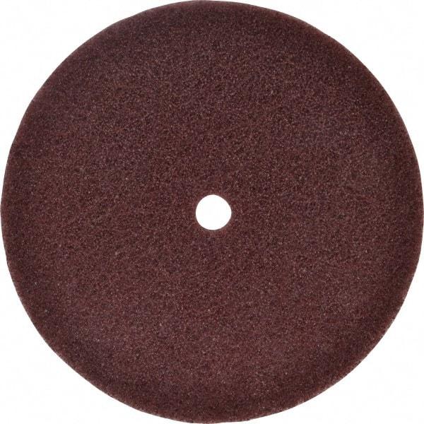 3M - 6" Fine Grade Aluminum Oxide Deburring Disc - 1/2" Center Hole, Arbor Connection, Maroon, 4,000 Max RPM - Benchmark Tooling