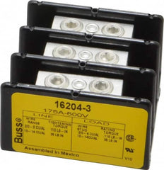 Cooper Bussmann - 3 Poles, 175 Amp, 2/0-8 AWG (Cu/Al) Primary, 2/0-8 AWG (Cu/Al) Secondary, Thermoplastic Power Distribution Block - 600 VAC/VDC, 1 Primary Connection, 5.2 Inch Long x 3.32 Inch Deep x 4 Inch High - Benchmark Tooling