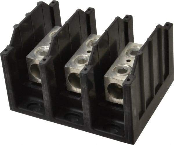 Cooper Bussmann - 3 Poles, 310 Amp, 350 kcmil-6 AWG (Cu/Al) Primary, 350 kcmil-6 AWG (Cu/Al) Secondary, Thermoplastic Power Distribution Block - 600 VAC/VDC, 1 Primary Connection, 5.2 Inch Long x 3.32 Inch Deep x 4 Inch High - Benchmark Tooling