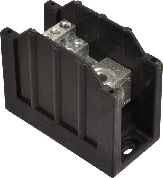 Cooper Bussmann - 1 Pole, 310 Amp, 350 kcmil-6 AWG (Cu/Al) Primary, 4-12 AWG (Al), 4-14 AWG (Cu) Secondary, Thermoplastic Power Distribution Block - 600 VAC/VDC, 1 Primary Connection, 1.96 Inch Long x 3.32 Inch Deep x 4 Inch High - Benchmark Tooling