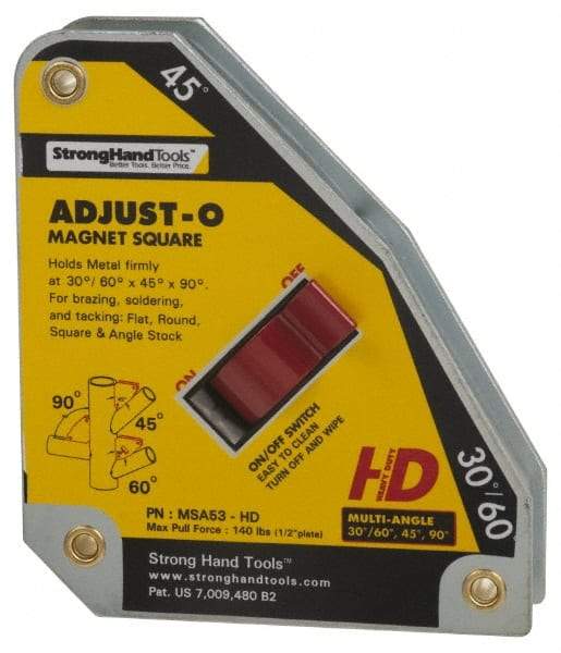 Strong Hand Tools - 5-1/8" Wide x 1-3/8" Deep x 6" High Magnetic Welding & Fabrication Square - 133 Lb Average Pull Force - Benchmark Tooling