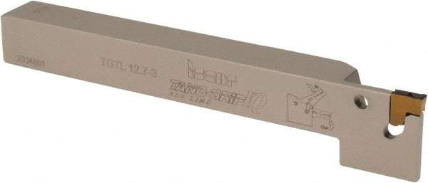 Iscar - External Thread, 0.63" Max Depth of Cut, 2.8mm Min Groove Width, 150mm OAL, Left Hand Indexable Grooving Cutoff Toolholder - 1/2" Shank Height x 1/2" Shank Width, TAG 3 Insert Style, TGT Toolholder Style, Series Tang-Grip - Benchmark Tooling