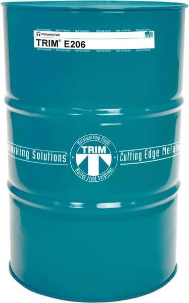 Master Fluid Solutions - TRIM E206, 54 Gal Drum Cutting & Grinding Fluid - Water Soluble, For Gear Hobbing, Heavy-Duty Broaching, High Speed Turning - Benchmark Tooling