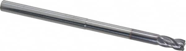 Niagara Cutter - 1/4", 4 Flute, Single End, Solid Carbide, 0.02" Corner Radius End Mill - 4" OAL, Right Hand Flute, 3/8" LOC, Right Hand Cut, 2-1/8" Extended Reach - Benchmark Tooling