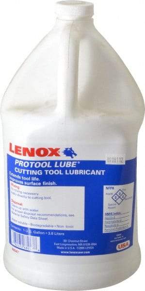 Lenox - Protool Lube, 1 Gal Bottle Sawing Fluid - Synthetic, For Cutting, Drilling, Milling, Reaming, Tapping - Benchmark Tooling