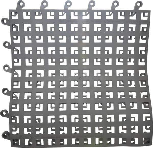 Wearwell - 18" Long x 18" Wide x 7/8" Thick, Anti-Fatigue Modular Matting Soft Open Grid - Male & Female, 4 Interlocking Sides, Charcoal, For Dry & Wet Areas, Series 564 - Benchmark Tooling