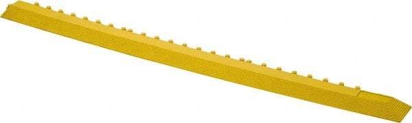 Wearwell - 39" Long x 3" Wide x 5/8" Thick, Anti-Fatigue Modular Matting Ramp Edge - Male, Yellow, For Dry & Wet Areas, Series 572 - Benchmark Tooling
