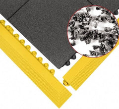Wearwell - 3' Long x 3' Wide x 5/8" Thick, Anti-Fatigue Modular Matting Tiles - Male & Female, 4 Interlocking Sides, Black, For Dry & Wet Areas, Series 574 - Benchmark Tooling