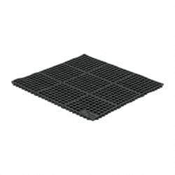 Wearwell - 3' Long x 3' Wide x 5/8" Thick, Anti-Fatigue Modular Matting Tiles - Black, For Dry & Wet Areas, Series 572 - Benchmark Tooling