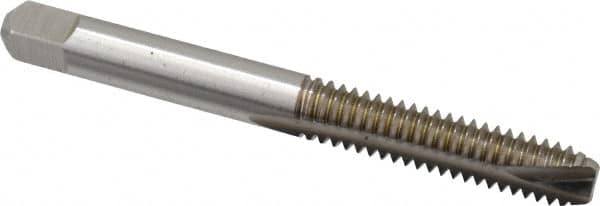 Kennametal - 1/4-20 UNC, 2 Flute, Bright Finish, High Speed Steel Spiral Point Tap - Bottoming Chamfer, Right Hand Thread, 2-1/2" OAL, 1" Thread Length, 0.255" Shank Diam, 3B Class of Fit, Series 5302 - Exact Industrial Supply