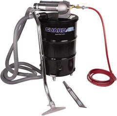 Guardair - 55 Gal Steel Tank, Air Powered Pneumatic Canister Wet/Dry Vacuum - 20' Hose Fitting, Cartridge Filter, Accessories Included - Benchmark Tooling