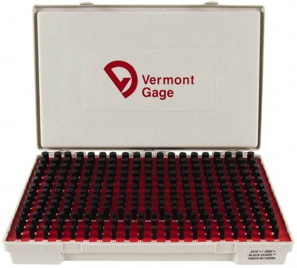 Vermont Gage - 250 Piece, 0.251-0.5 Inch Diameter Plug and Pin Gage Set - Plus 0.0002 Inch Tolerance, Class ZZ - Benchmark Tooling