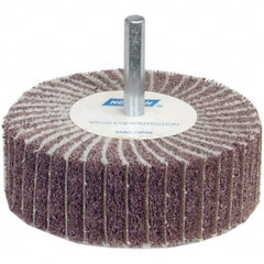 Norton - 2" Diam x 1" Face Width, Medium Ceramic Alumina Nonwoven & Coated Mounted Flap Wheel - 1/4" Shank Mount, 60 Grit, Interleaf, 12,000 Max RPM - Benchmark Tooling