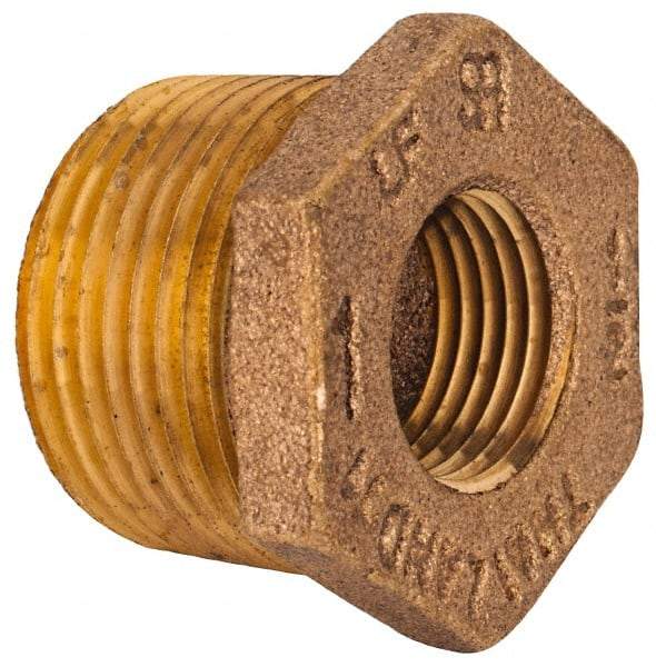 Merit Brass - Class 125, 1 x 1/2" Internal Pipe, Lead Free Brass Hex Bushing - MNPT x FNPT - Benchmark Tooling