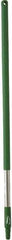 Vikan - 39-1/2 x 1-1/4" Stainless Steel Squeegee Handle - European Threaded Connection, Green - Benchmark Tooling