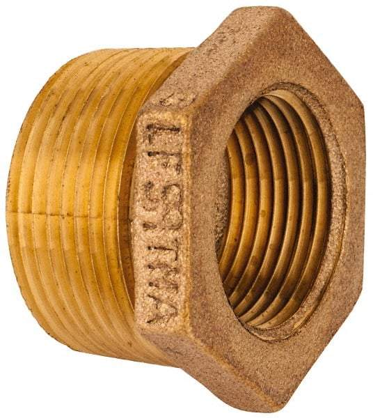 Merit Brass - Class 125, 1-1/4 x 1" Internal Pipe, Lead Free Brass Hex Bushing - MNPT x FNPT - Benchmark Tooling